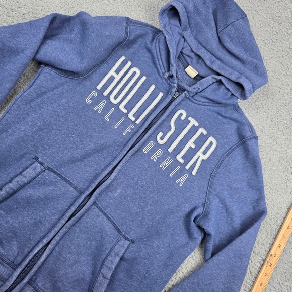 Hollister Other - Hollister California Mens Large Blue Full Zip Hoodie Embroidered Logo Fleece